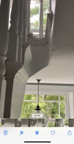 Curved plastering under half-landing stairs