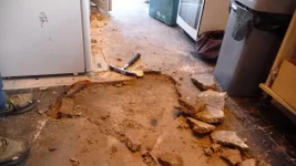 Previous floor screed has totally delaminated from the concrete slab