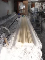 Running radius mouldings, expansion issue inner edge curling off the glass bench