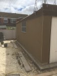 Rendering over pebbledash garage