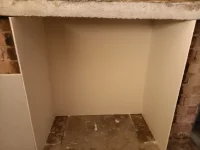 False chimney breast recess, cement board and bead type