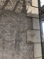 Blown decorative render- ?repair by injecting S.B.R.