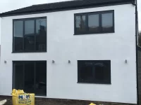 External painted render in sunlight
