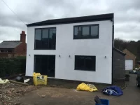 External painted render in sunlight